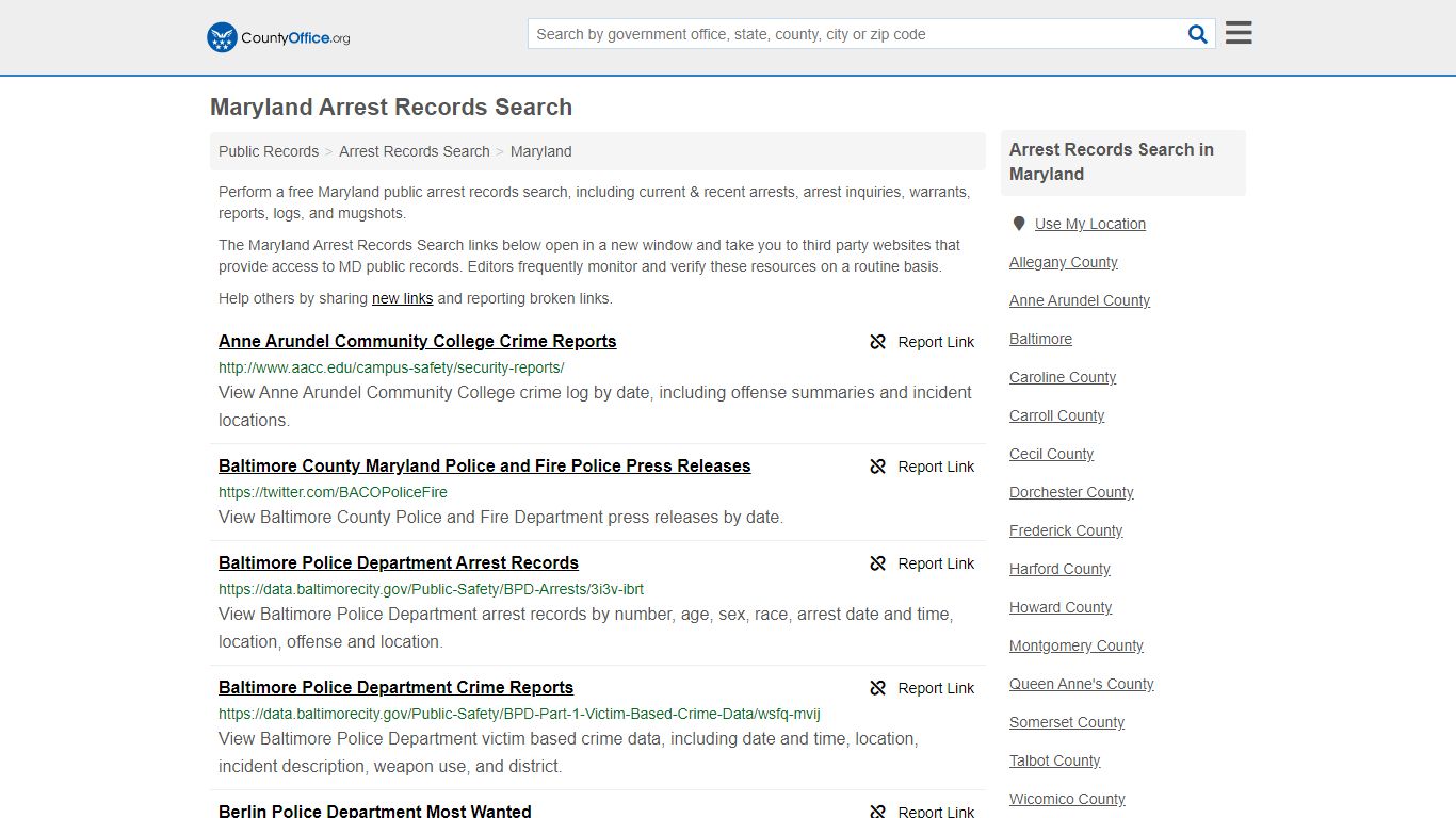 Arrest Records Search - Maryland (Arrests & Mugshots)